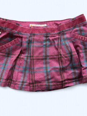 Y2k Hollister Pink Plaid Mini Skirt with Rhinestone Accents Sz 2